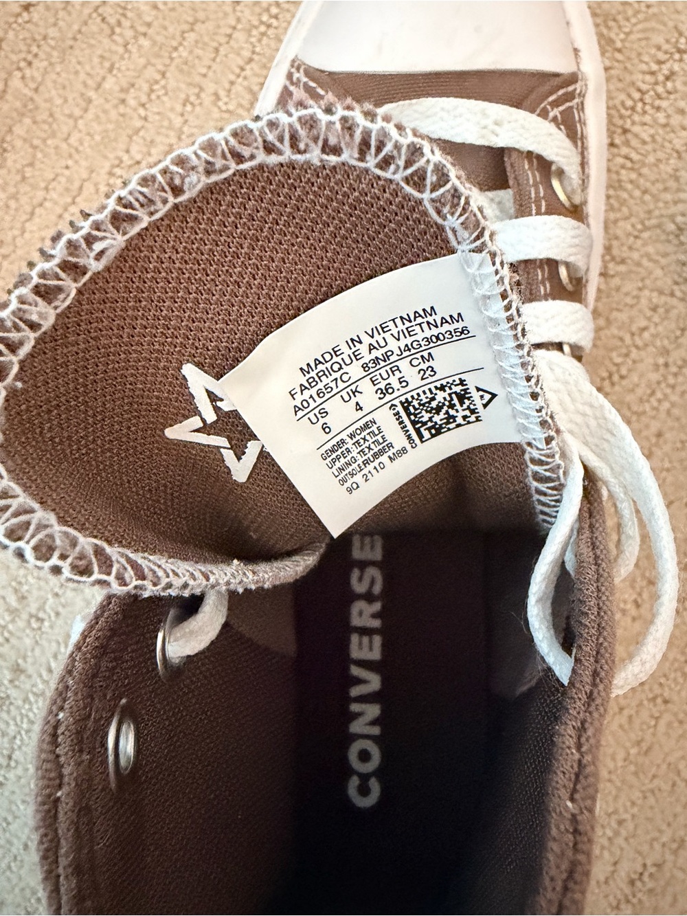 Converse High Top Sneakers in Brown and White - Picture 4 of 4